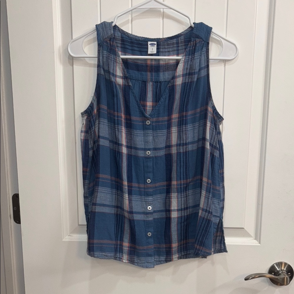 Old Navy Blue Buttoned Sleeveless Tank Top 90s